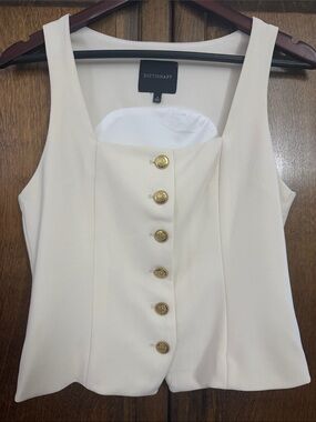 Dictionary Ivory Button-Front Sleeveless Top with Gold Buttons